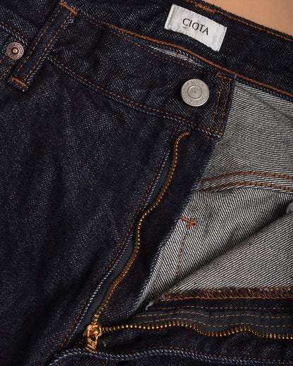 CIOTA WIDE BAGGY 5 POCKET PANTS - DARK NAVY (ONE WASH)