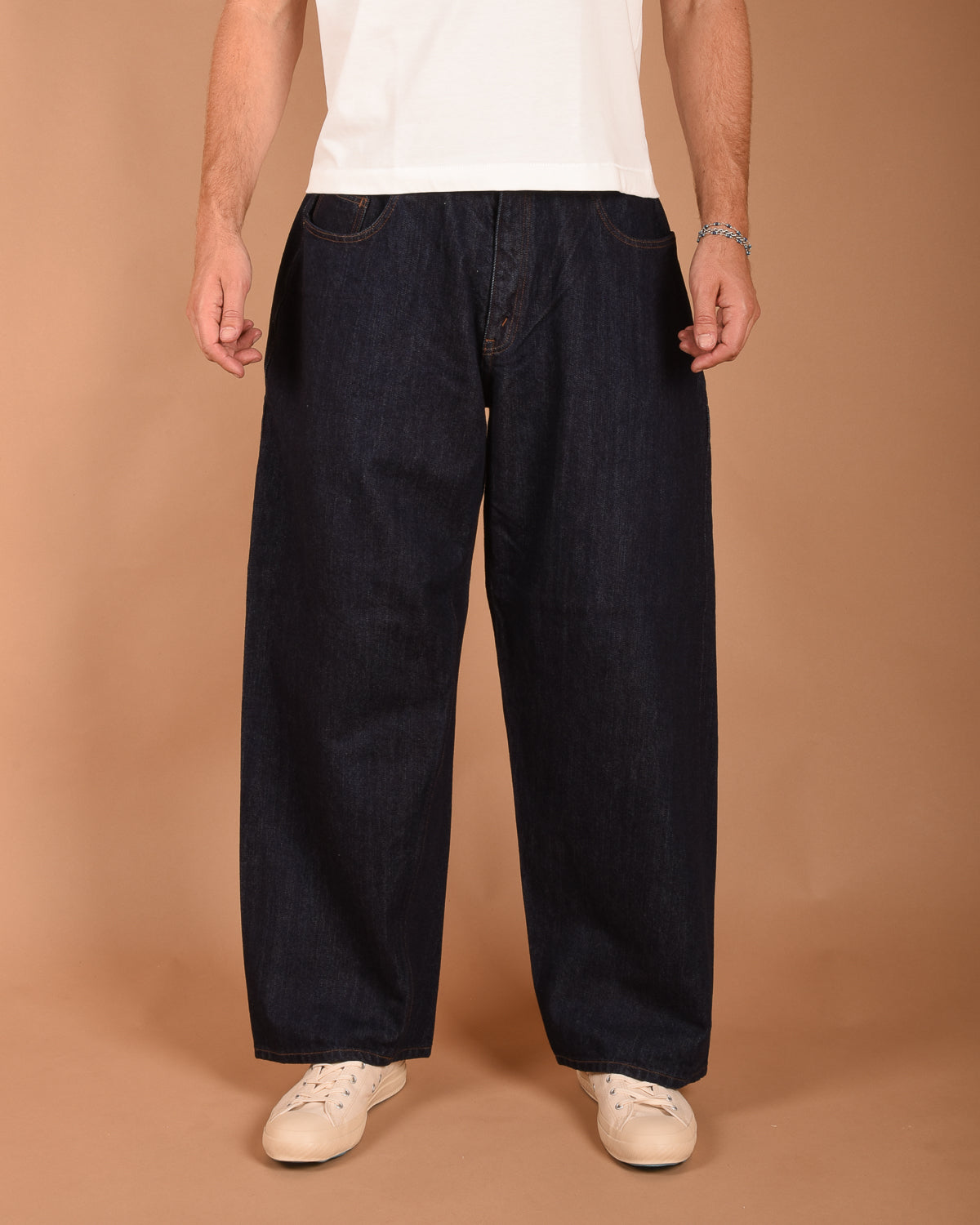 CIOTA WIDE BAGGY 5 POCKET PANTS - DARK NAVY (ONE WASH)