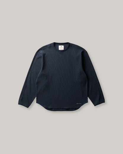 SNOW PEAK DRY WAFFLE  LONG-SLEEVE T-SHIRT - DARK NAVY