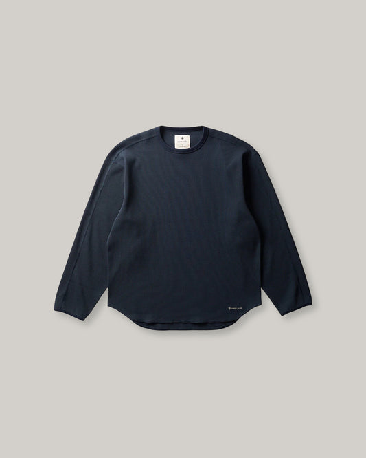 SNOW PEAK DRY WAFFLE  LONG-SLEEVE T-SHIRT - DARK NAVY