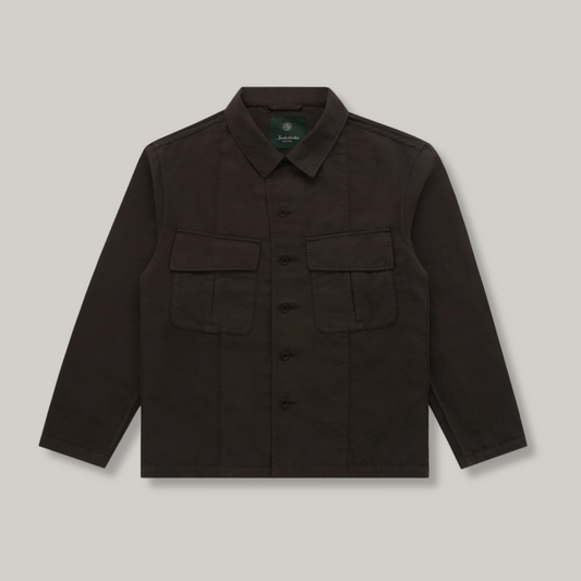 KNICKERBOCKER JUNGLE COTTON & LINEN OVERSHIRT - DARK BROWN