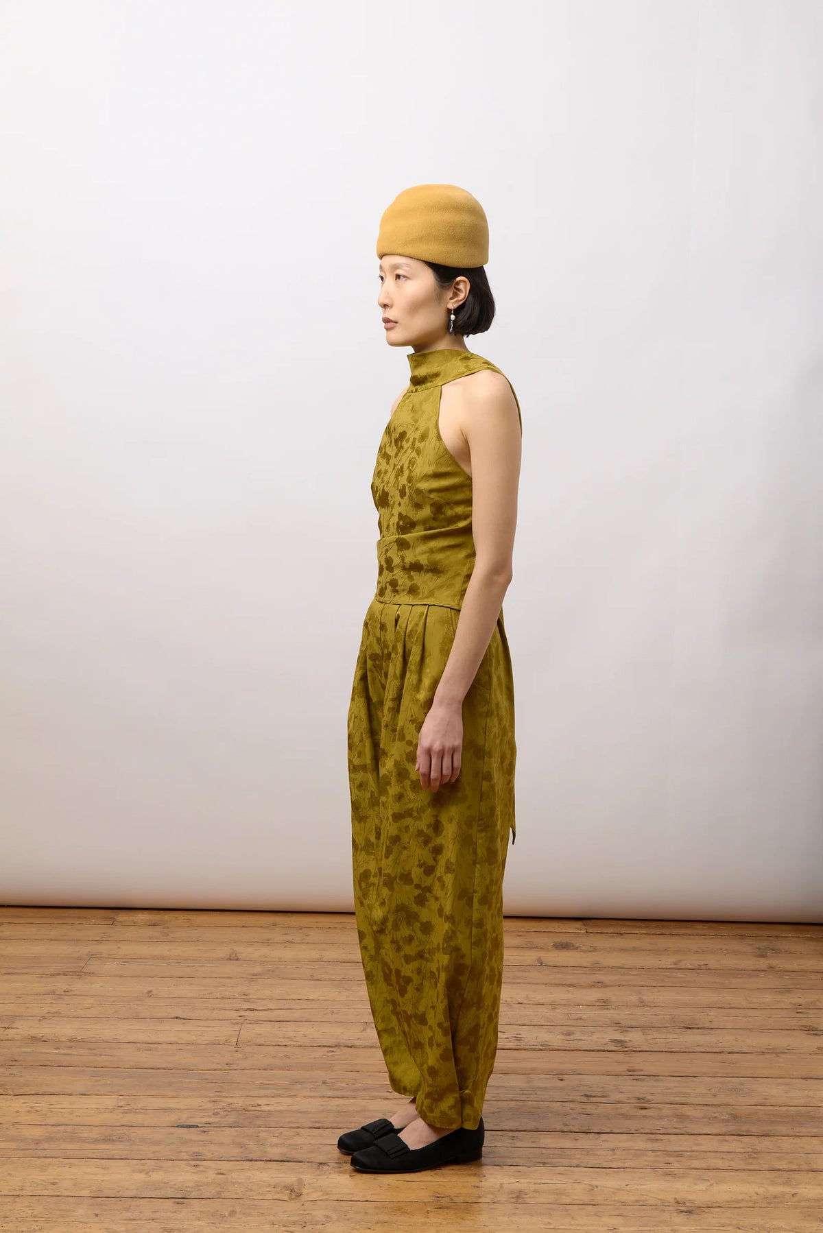 CAWLEY FLORAL JACQUARD EDITH TOP - GOLDEN OCHRE
