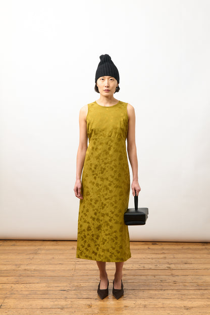 CAWLEY FLORAL JACQUARD ERIKA DRESS - GOLDEN OCHRE