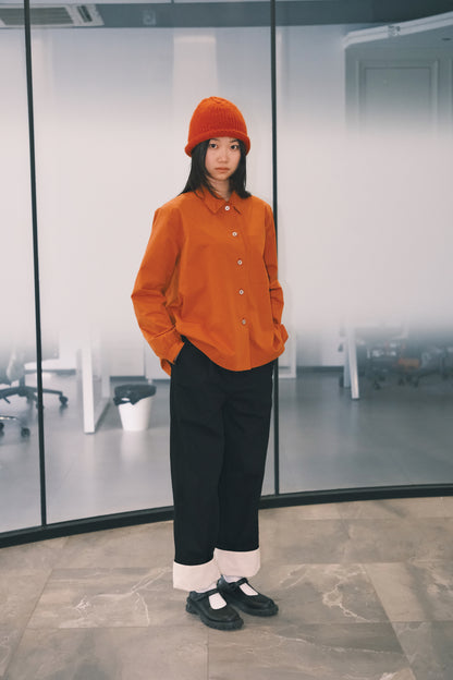 WORK WORKS WOMEN'S SQUARE COLLAR PATCH POCKET SHIRT - TURMERIC