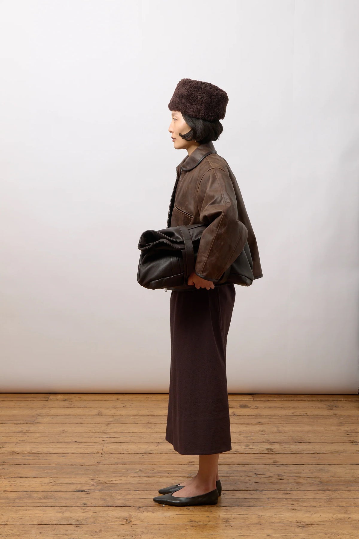 CAWLEY WAXED LEATHER FLYING JACKET - WALNUT