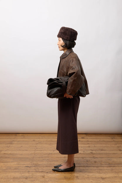 CAWLEY WAXED LEATHER FLYING JACKET - WALNUT