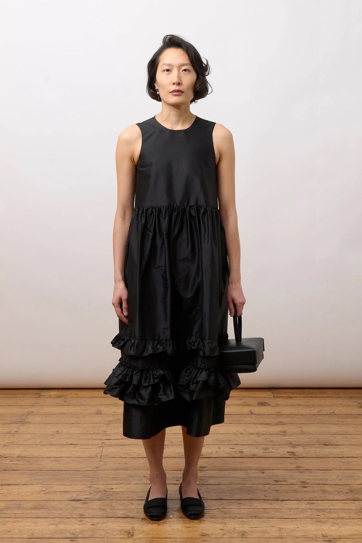 CAWLEY SILK DUPION GENEVIEVE DRESS - BLACK