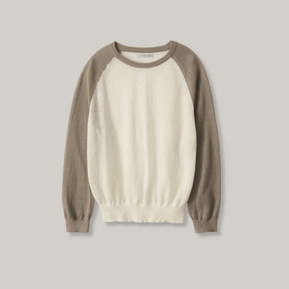 NOTHING WRITTEN GRIN LINEN KNIT TOP - KHAKI/ IVORY