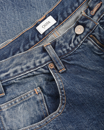 CIOTA WIDE BAGGY 5 POCKET PANTS - MEDIUM BLUE