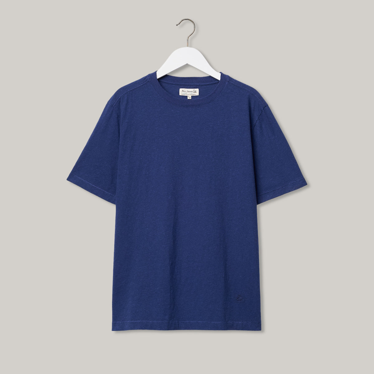 MERZ B. SCHWANEN HPT01 COTTON/ HEMP T-SHIRT - INK BLUE