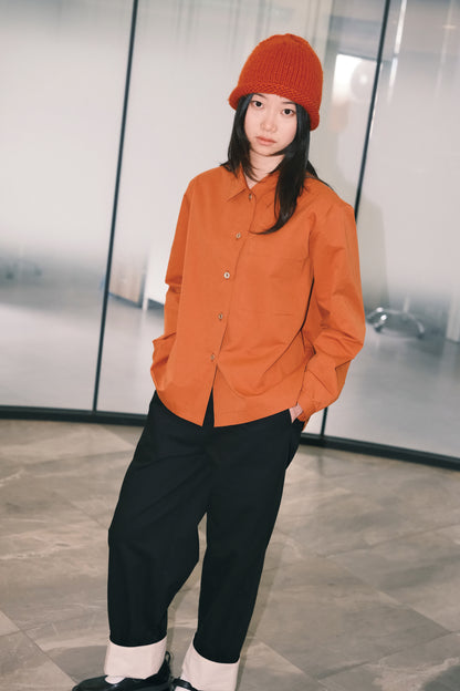 WORK WORKS WOMEN'S SQUARE COLLAR PATCH POCKET SHIRT - TURMERIC