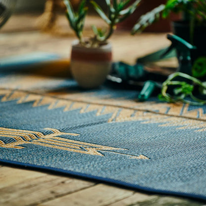 BASSHU IGUSA WOVEN RUG -  NAVY BLUE