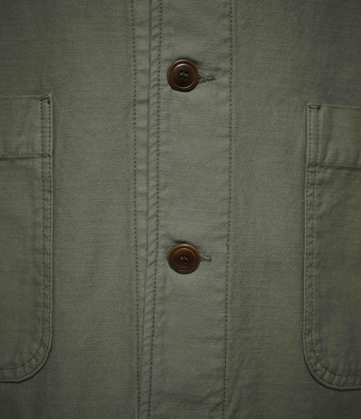 MERZ B. SCHWANEN CROPPED SATEEN CANVAS WORKER'S JACKET - ARMY GREEN