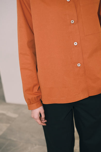 WORK WORKS WOMEN'S SQUARE COLLAR PATCH POCKET SHIRT - TURMERIC