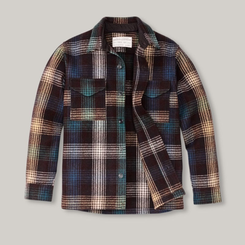 FILSON MACKINAW WOOL JAC-SHIRT - BLACK/ COFFEE MULTI