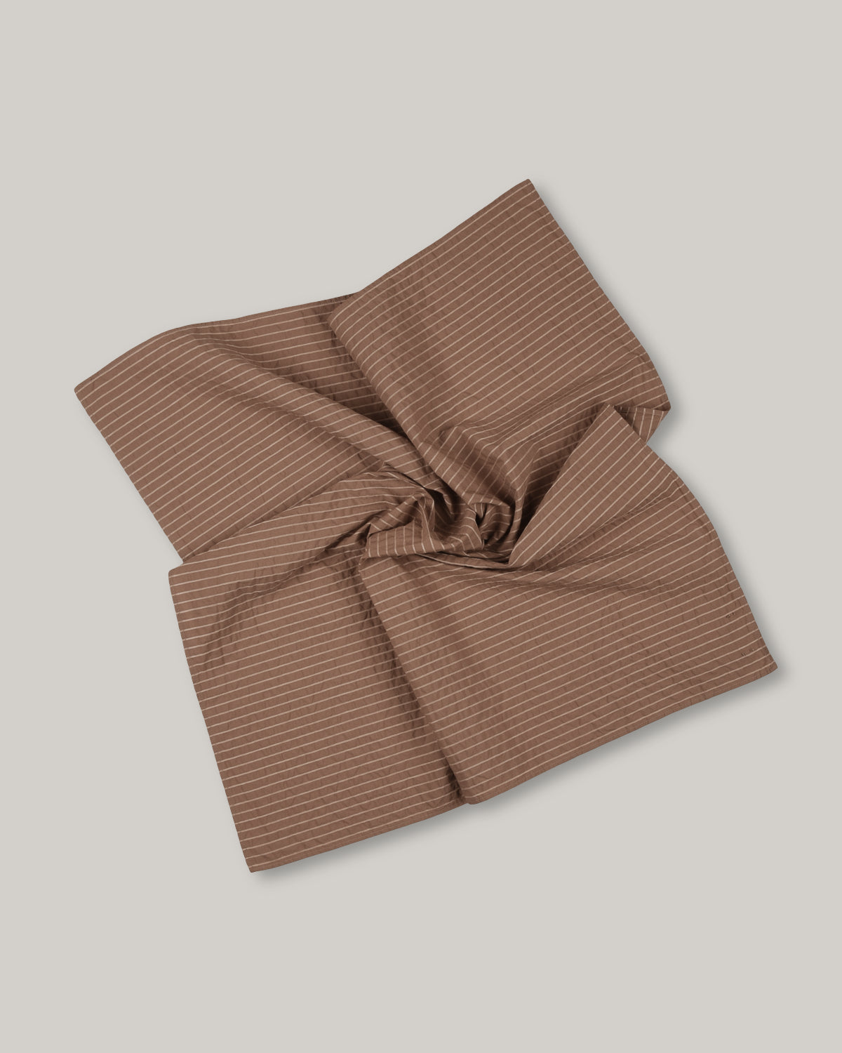TS(S) SEERSUCKER STRIPE COTTON BANDANA SCARF - BROWN