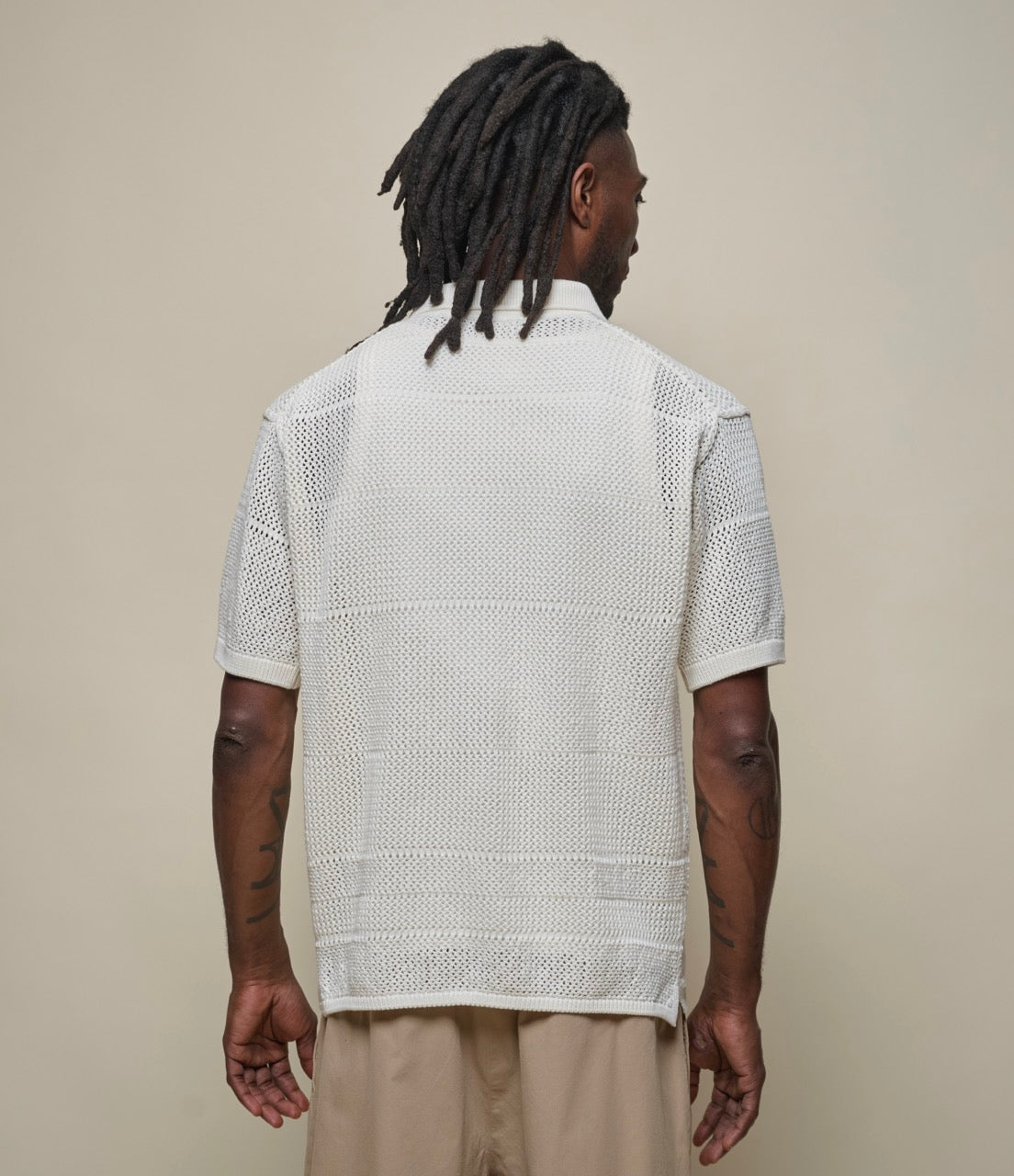 MERZ B. SCHWANEN CROCHET KNIT SHIRT - NATURE