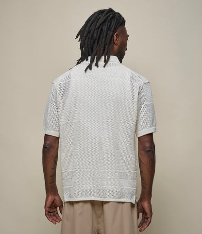 MERZ B. SCHWANEN CROCHET KNIT SHIRT - NATURE