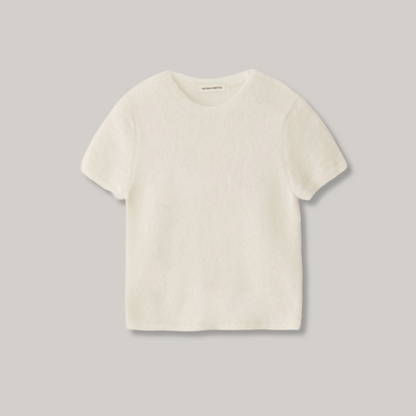 NOTHING WRITTEN KOTTE ALPACA SHORT SLEEVE KNIT - IVORY