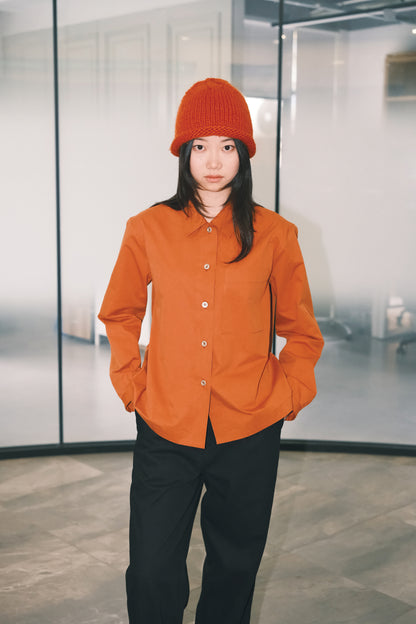 WORK WORKS WOMEN'S SQUARE COLLAR PATCH POCKET SHIRT - TURMERIC