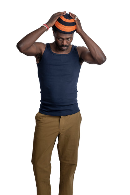 HEIMAT FINE RIB COTTON VEST - INK