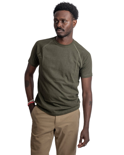 HEIMAT RAGLAN COTTON/HEMP T-SHIRT - MILITARY GREEN