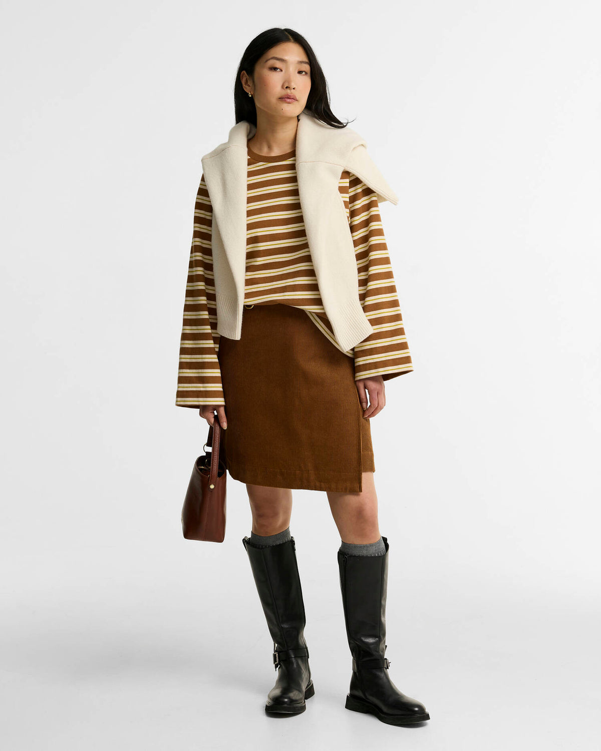 BARBOUR MAPLEWOOD STRIPED LONG-SLEEVE T-SHIRT-  TAN/ BIRCH