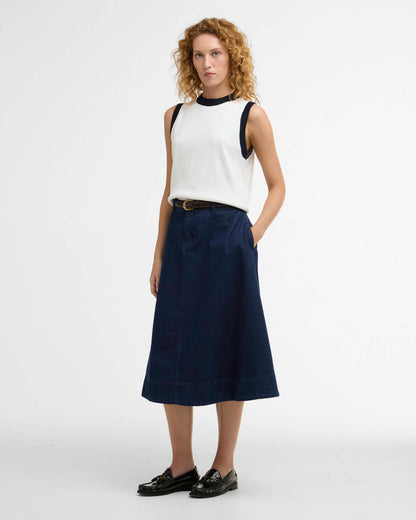 BARBOUR MAIA DENIM MIDI SKIRT - RINSE WASH