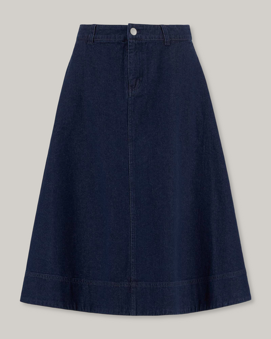 BARBOUR MAIA DENIM MIDI SKIRT - RINSE WASH