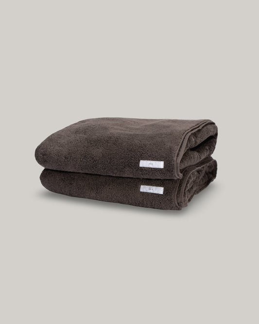 LW - C x IMABARI BATH TOWELS - BLACK MUSHROOM