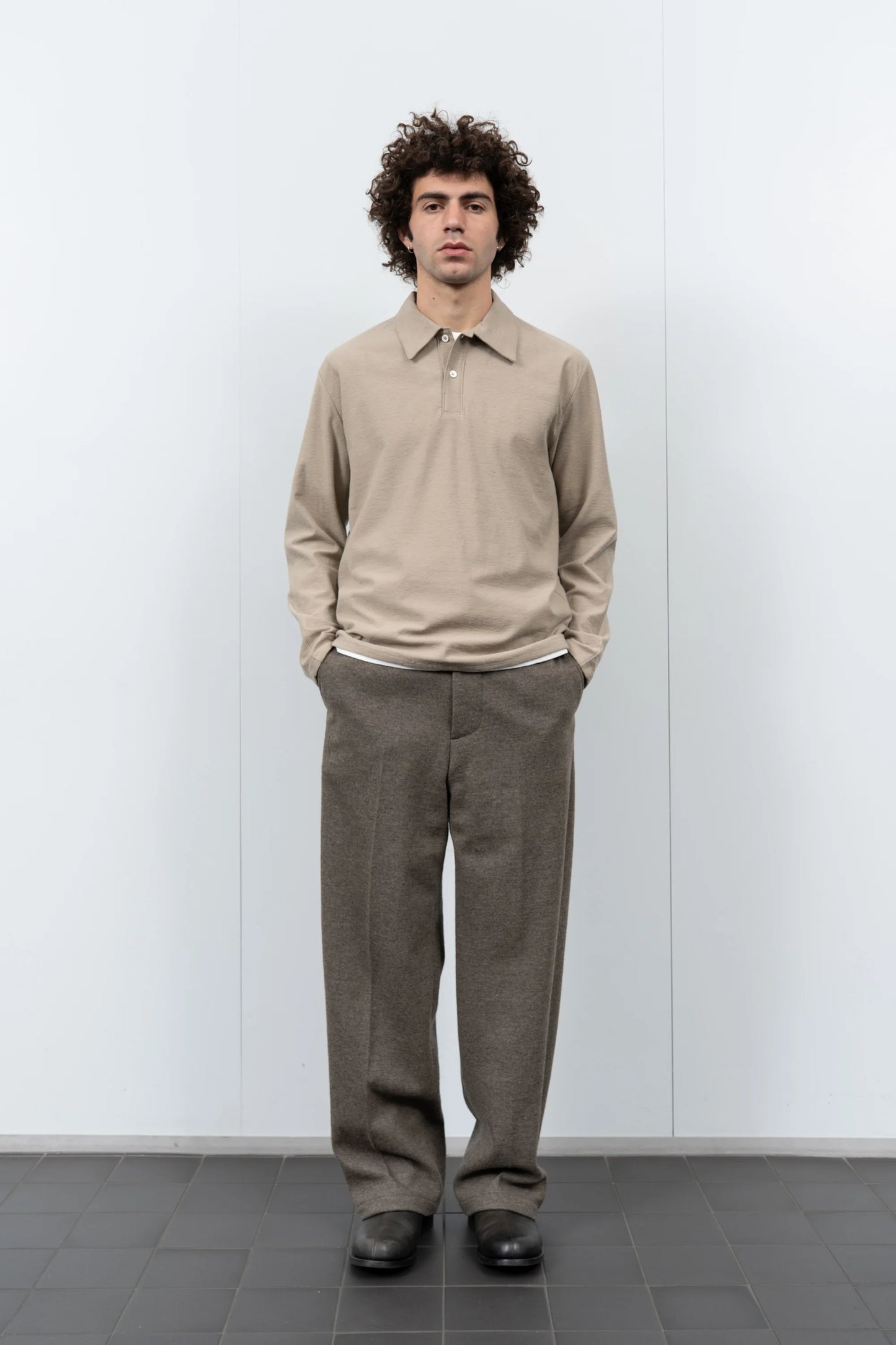 LADY WHITE CO. TWO BUTTON NEP POLO - SAND