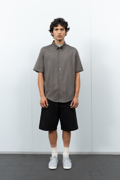 LADY WHITE CO. SS JERSEY BUTTON DOWN - GREY OLIVE