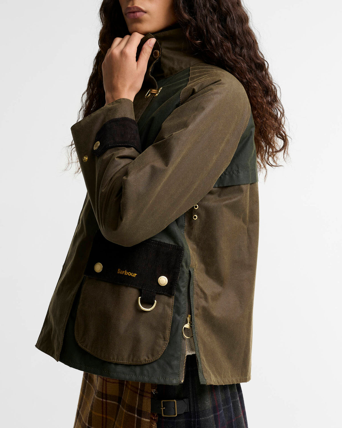 BARBOUR HAZLEWOOD WAXED JACKET - BEECH/ FERN/ MXED TARTAN