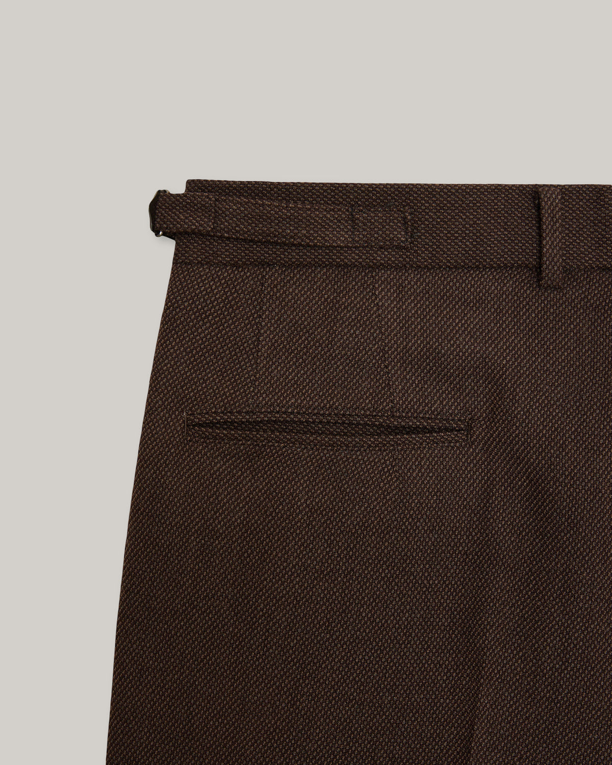 MARKA WOOL SERGE SINGLE PLEAT TROUSERS - BROWN BIRD'S EYE