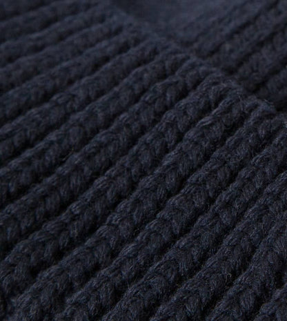 MERZ B. SCHWANEN RIBBED MERINO WOOL BEANIE  - DARK NAVY