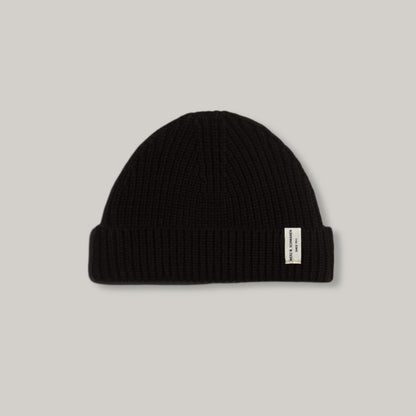 MERZ B. SCHWANEN RIBBED MERINO WOOL BEANIE  - DEEP BLACK