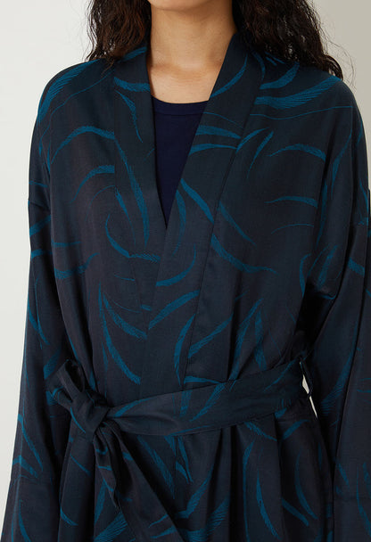 BLUE BLUE JAPAN WOMEN'S MEBUKI SATIN HAORI JACKET - DARK NAVY