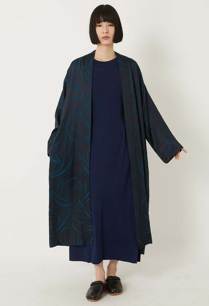 BLUE BLUE JAPAN WOMEN'S MEBUKI SATIN HAORI JACKET - DARK NAVY