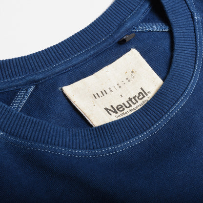 11.11 SHADES OF INDIGO PATCHWORK COTTON SWEATSHIRT