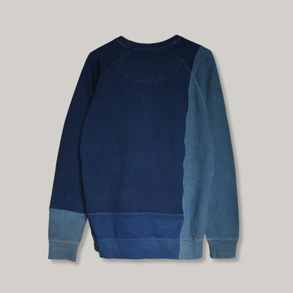 11.11 SHADES OF INDIGO PATCHWORK COTTON SWEATSHIRT