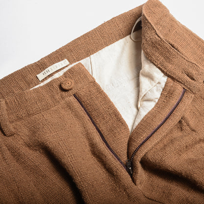 11.11 COTTON HAND LOOMED PLEATED TROUSER - FILTER COFFEE