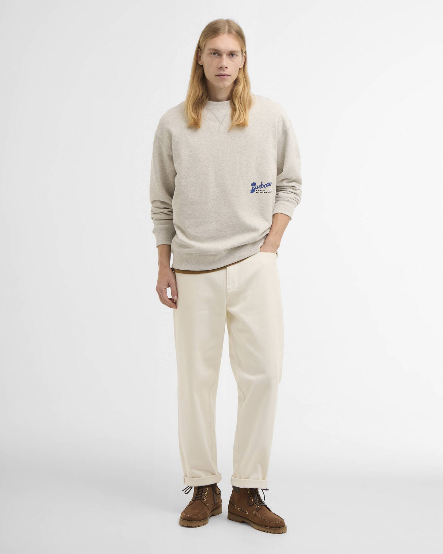 BARBOUR BLYTHE CREW NECK JUMPER - NEUTRAL MARL