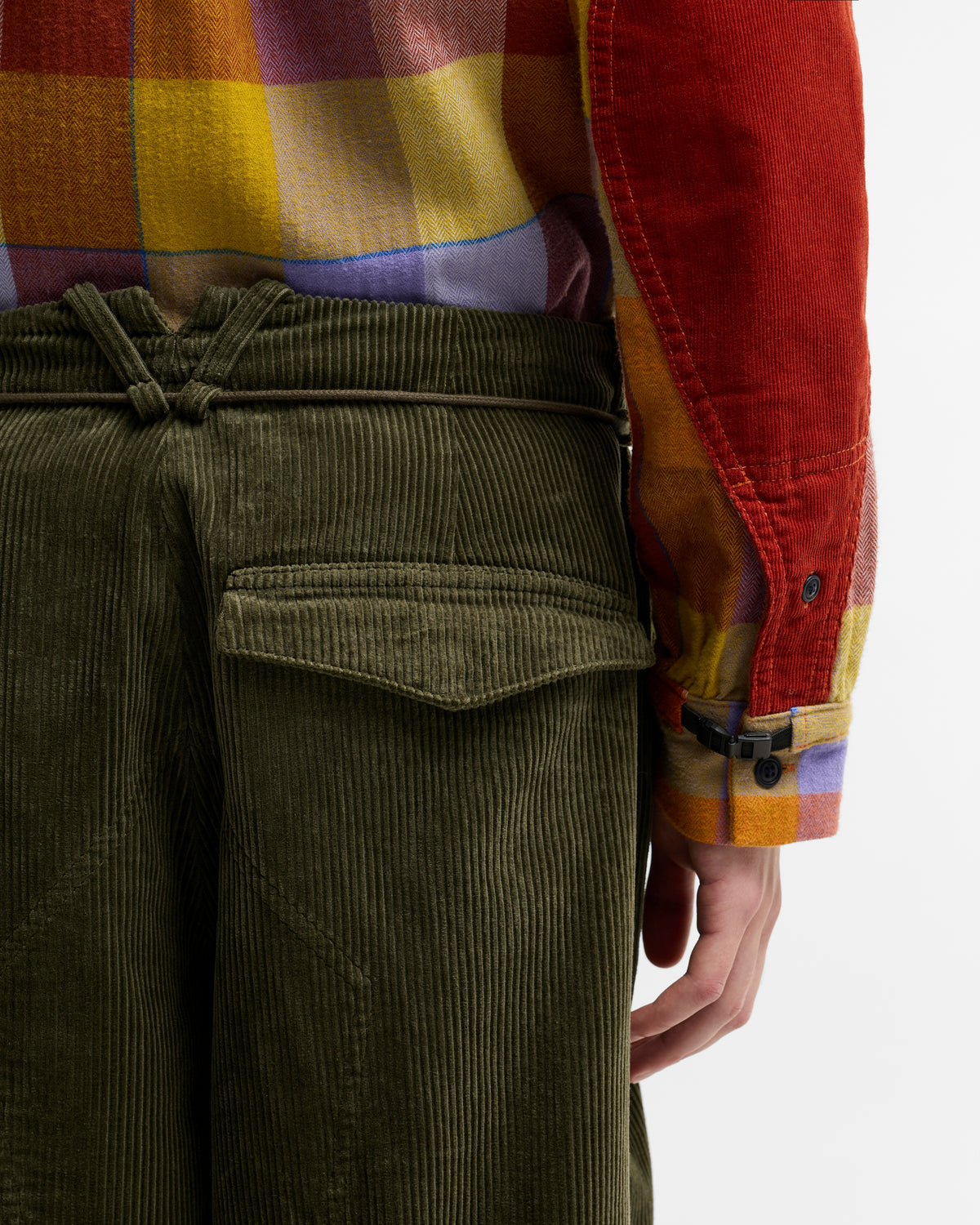 BARBOUR x NORBIT OVERSIZED CORD TROUSERS - OLIVE