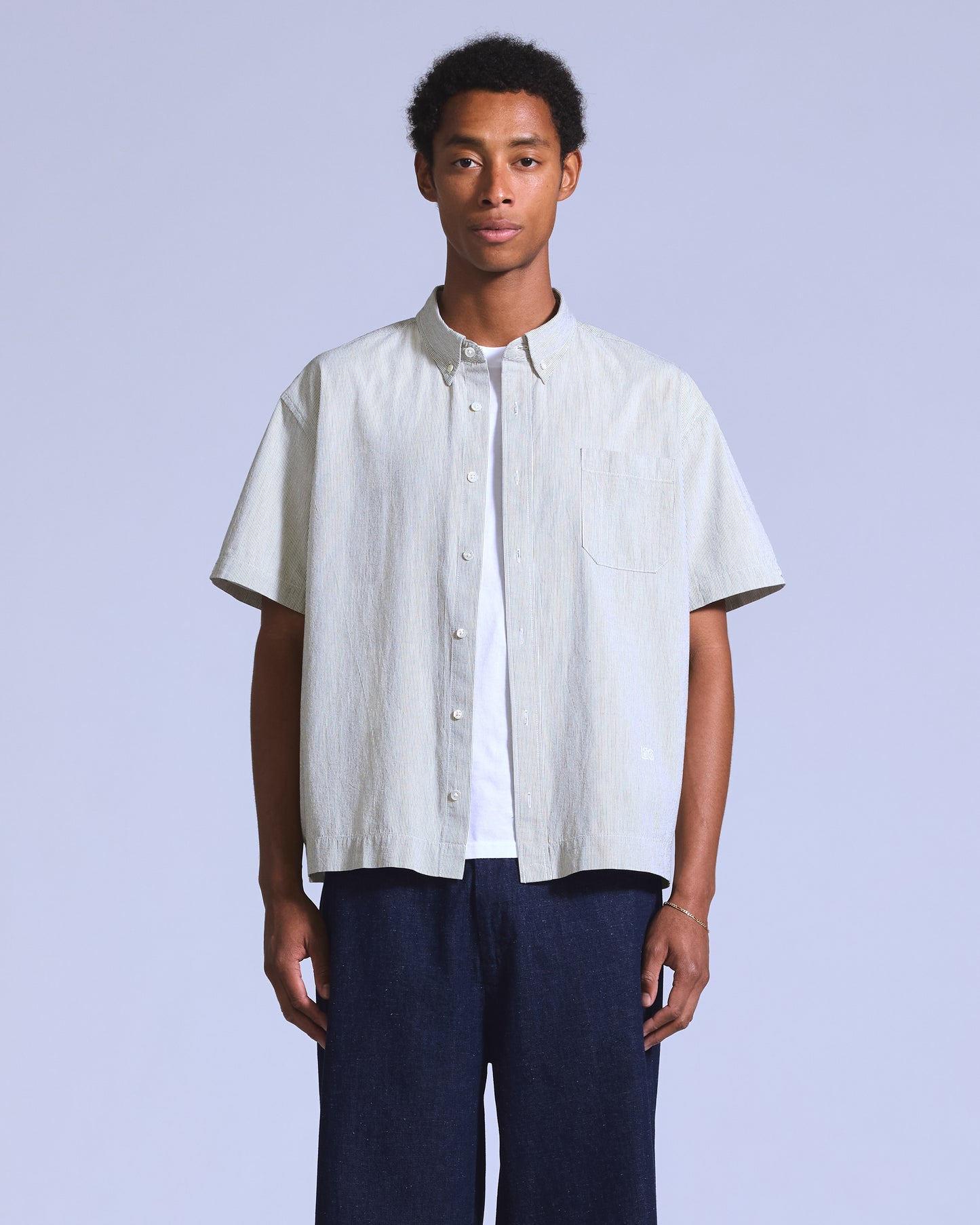 LEVI'S BLUE TAB SS BOXY SHIRT - STRIPE N & A GREY