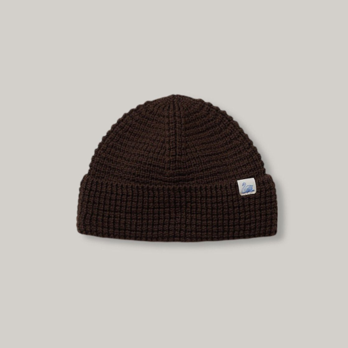 MERZ B. SCHWANEN WAFFLE STRUCTURE STURDY BEANIE - COFFEE