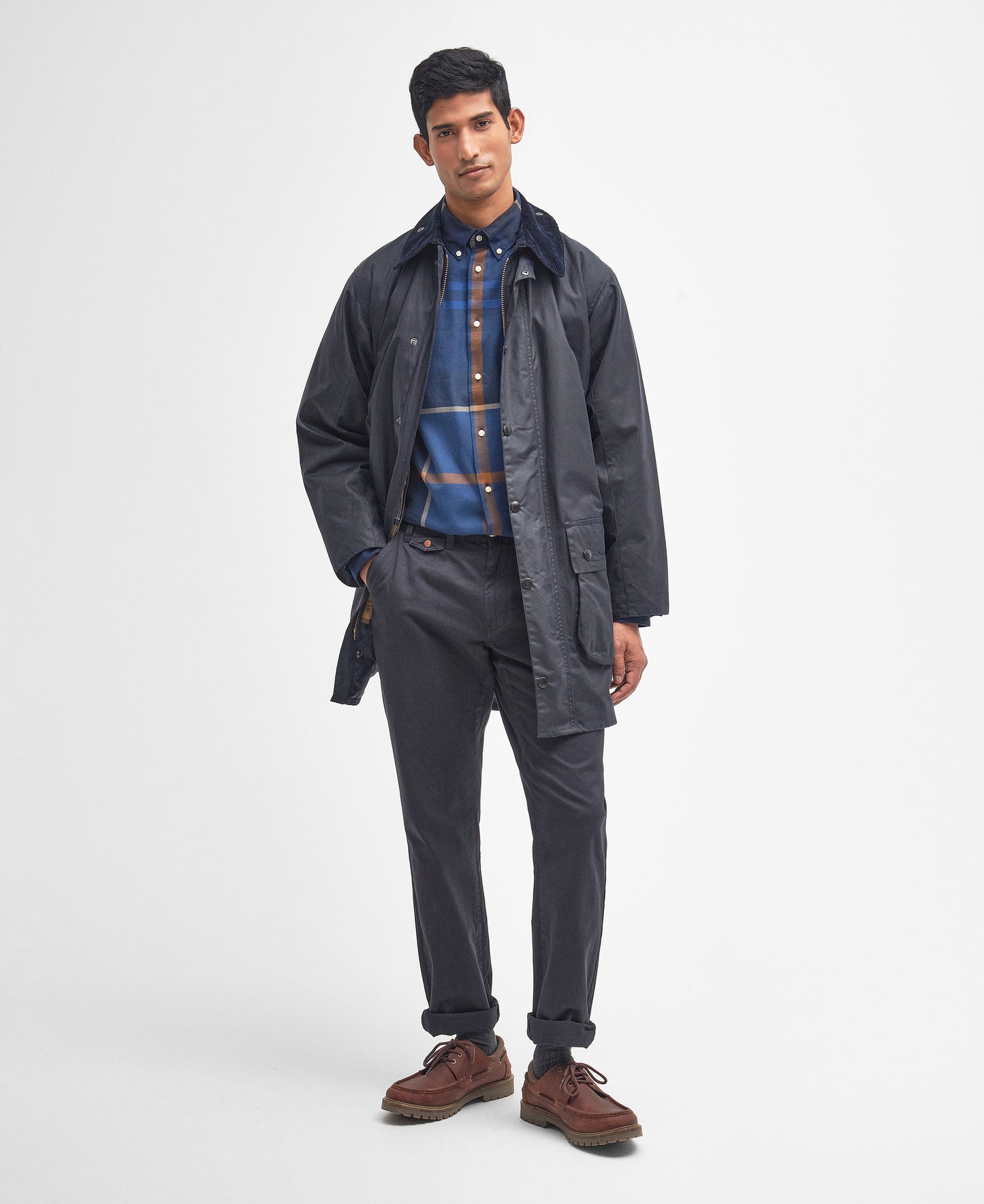 BARBOUR BORDER WAX JACKET - NAVY