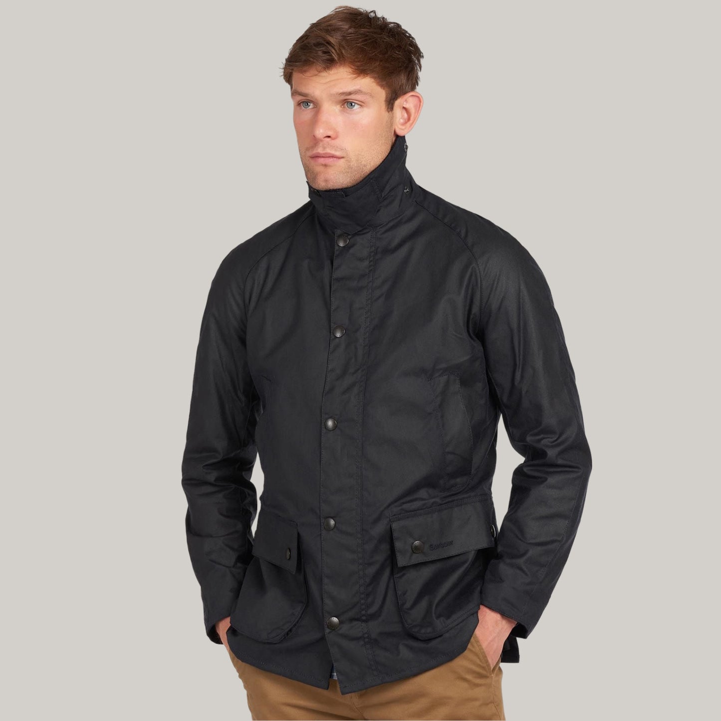 BARBOUR ASHBY WAXED JACKET - NAVY