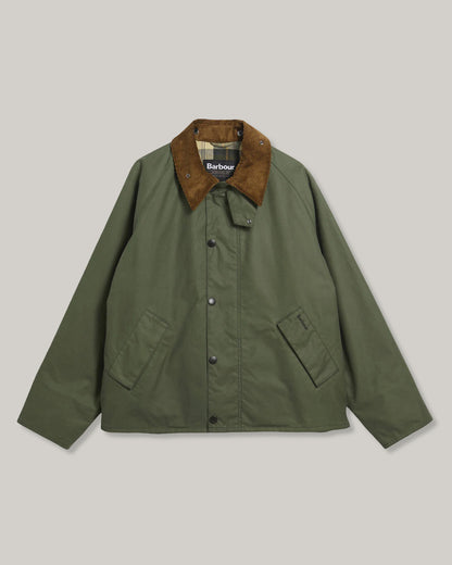 BARBOUR OS TRANSPORT WAXED JACKET - LIGHT MOSS