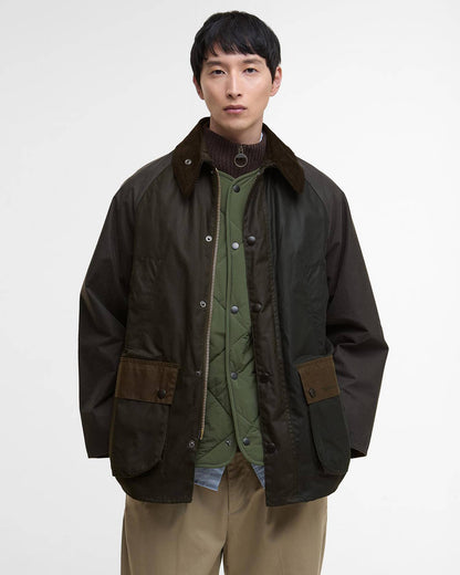 BARBOUR PATCHWORK BEDALE OS WAX JACKET - SAGE MULTI