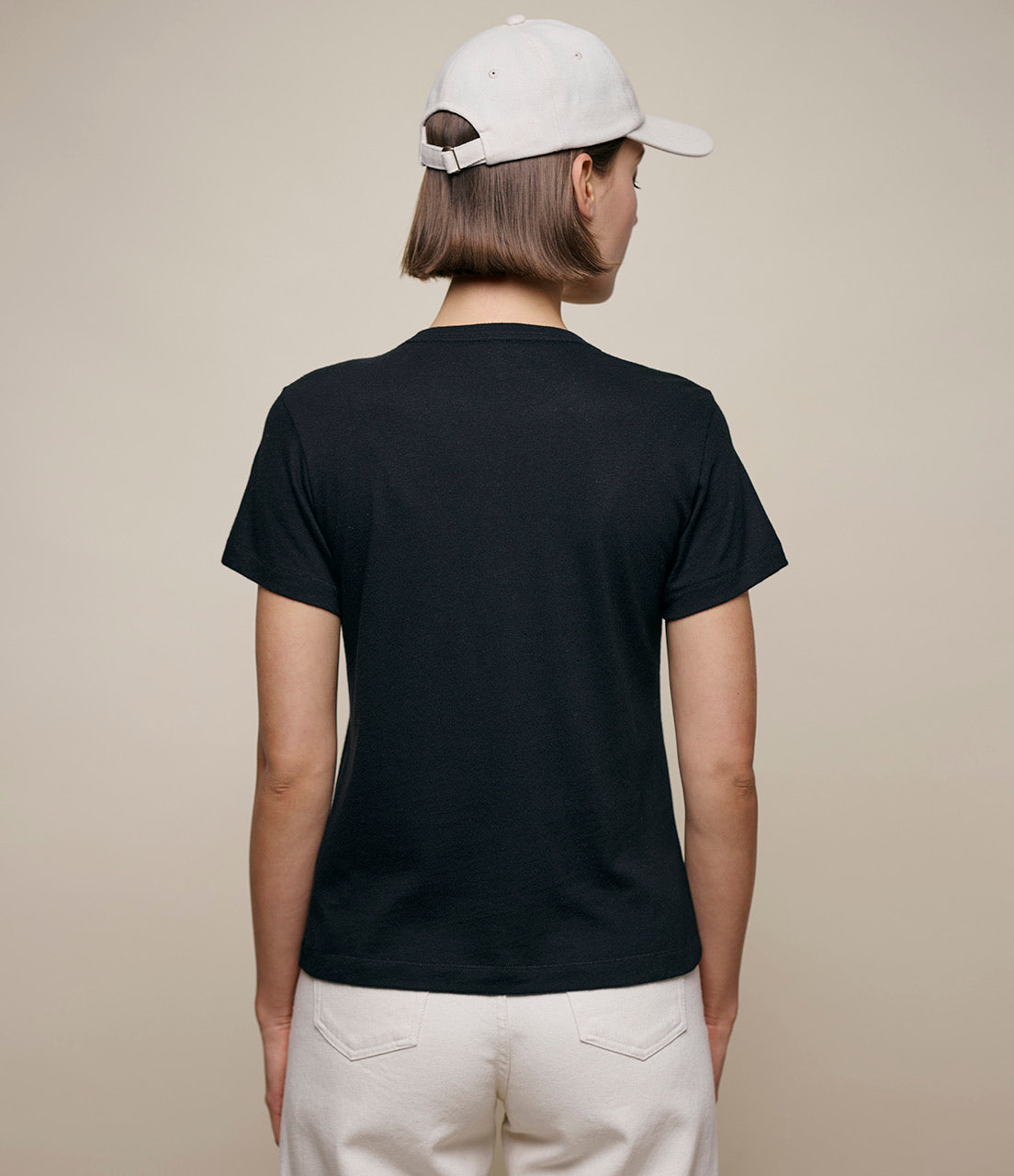 MERZ B. SCHWANEN COTTON - CASHMERE WOMEN'S T-SHIRT - DEEP BLACK